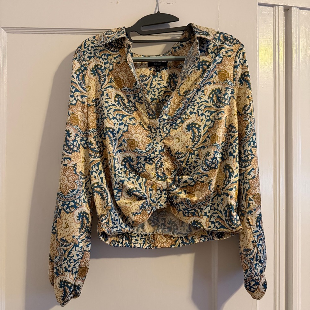 DREW Paisley Button-Down Shirt in Cream, Teal & Gold